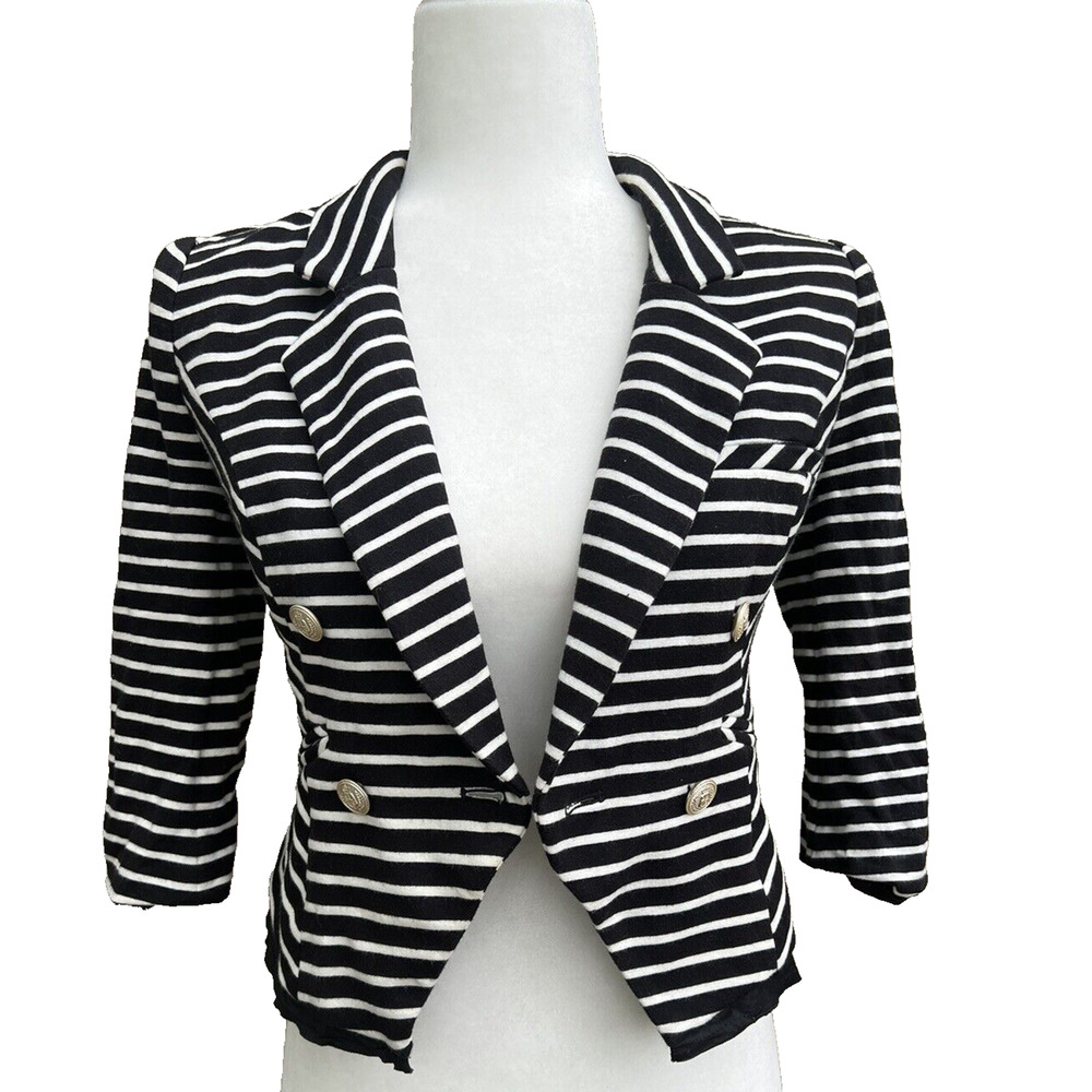BREAD N BUTTER Striped Nautical Cotton Blend Stretchy jacket blazer sz 0 A000214